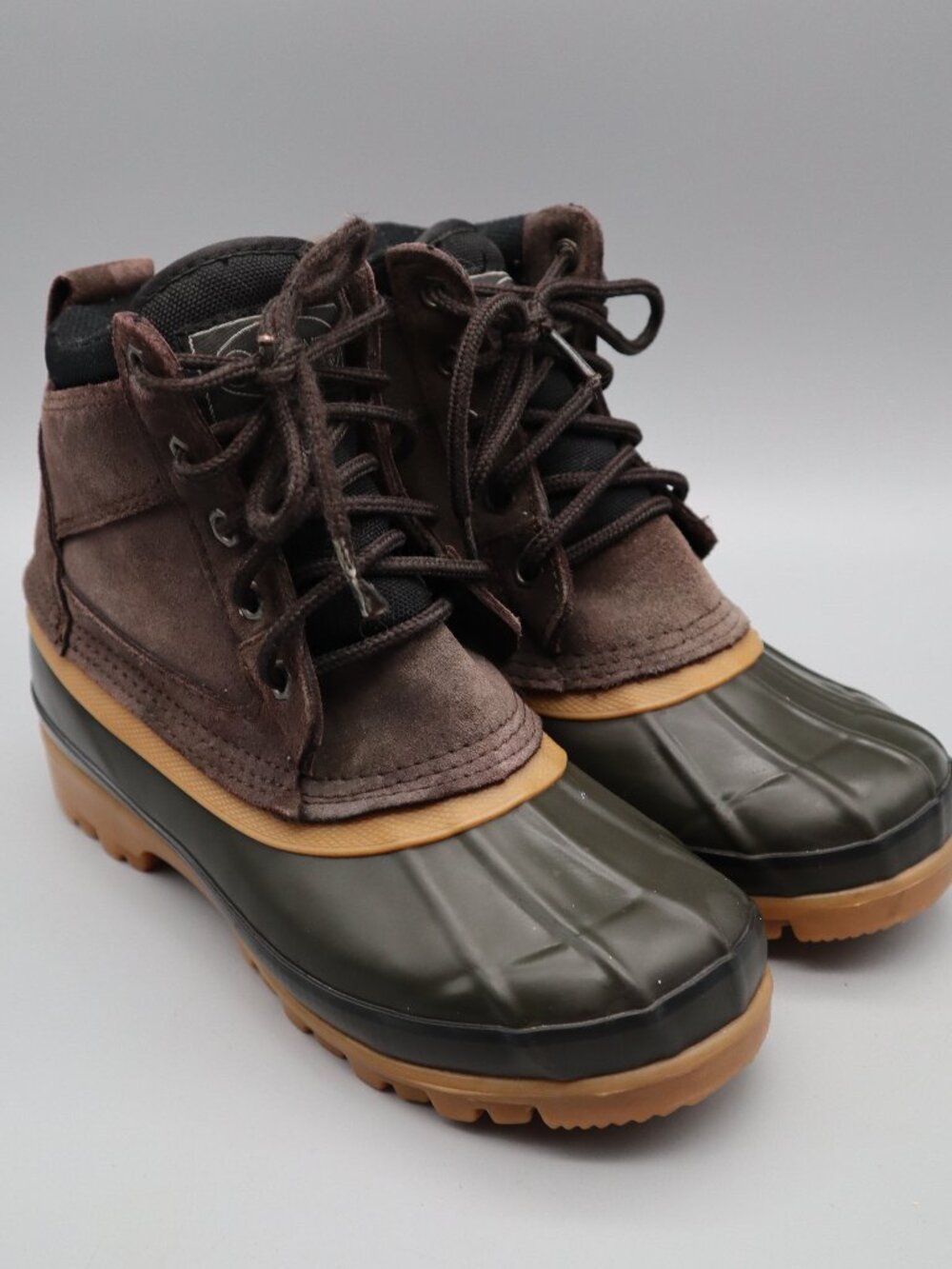 Donner Mountain Klondike Jr Duck Boots Youth Size 5M Brown & Black Steel Shank